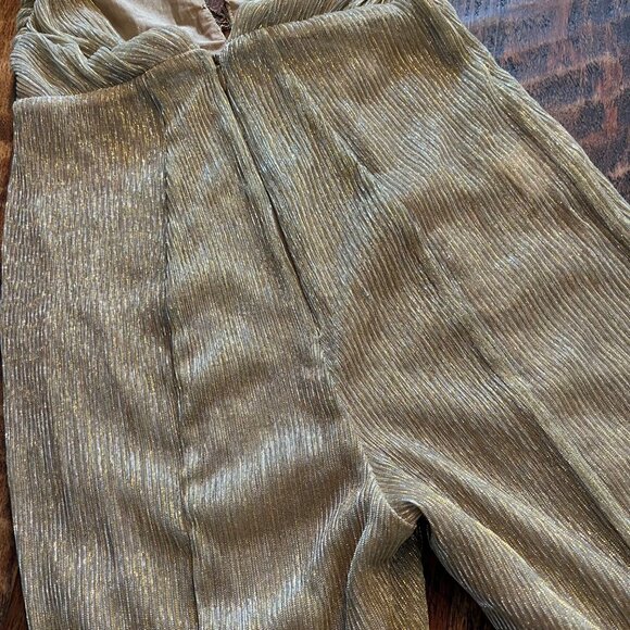 Gold Halter Plunge Metallic Jumpsuit By House Of CB London XS - Picture 9 of 16